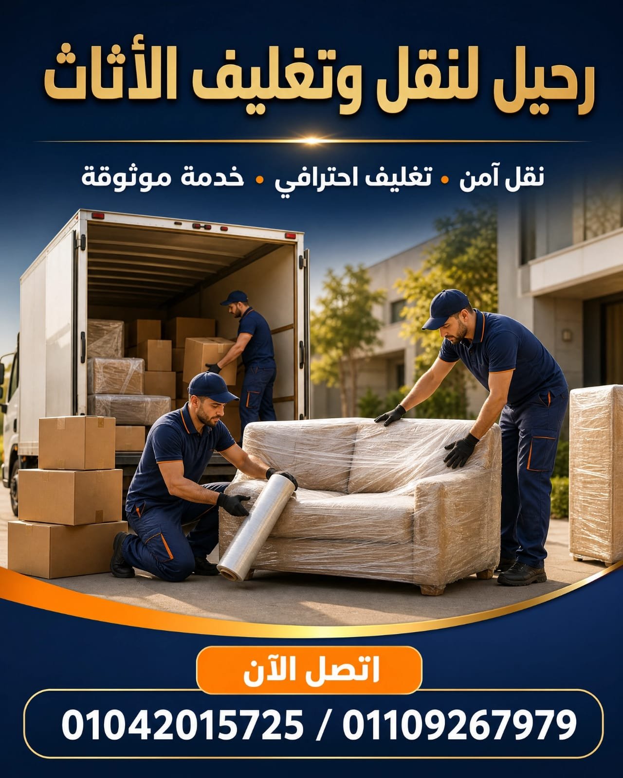 صورة توضيحية لـ نقل عفش من طنطا إلى كفر الزيات مع توجيه للاتصال بالهاتف